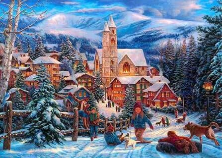 Weihnachten Weihnachts Schneeszene Diy Diamond Painting Kits Für Kinder Und Erwachsene 5D Diamond Painting Für Geburtstage Und Feiertage Für Wohnzimmer- Und Schlafzimmerwanddekoration 40X60Cm von VRLMUOTF