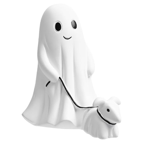 Halloween Geisterspaziergang Hund Statue,Halloween Geisterhund Figur,Ghost Walking Dog Statue,Spooky Ghost Dog Halloween Figur, Funny Ghost Walking His Ghost Dog, Halloween Home Tabletop Decorations von VRMSTOY