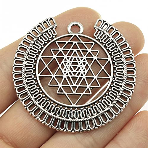 VRUESH 1pcs 50x48mm Filigrane Sri Yantra Blume Mandala Charms Anhänger für die Herstellung von Zubehör-Standard von VRUESH