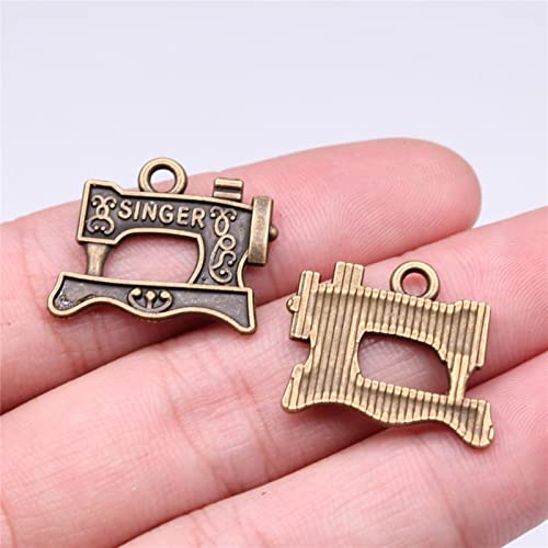 VRUESH 30 Stück 20 x 17 mm Charms Nähmaschine Antiquitätenherstellung Anhänger passen Vintage tibetische Silberfarbe DIY handgefertigt – Antik Bronze überzogen von VRUESH