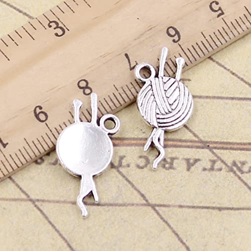 VRUESH 60 STK. Charms Garn Knäuel Stricken Häkeln 26 x 12 mm Tibetisches Silber Farbe Anhänger Antik z Herstellung von DIY Handarbeit Handwerk-Standard von VRUESH