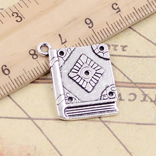 VRUESH 60 Stück Charms Buch Bibel 23 x 19 mm tibetische Silberfarbe Anhänger Antik z Herstellung von DIY Handarbeit Handwerk-Standard von VRUESH