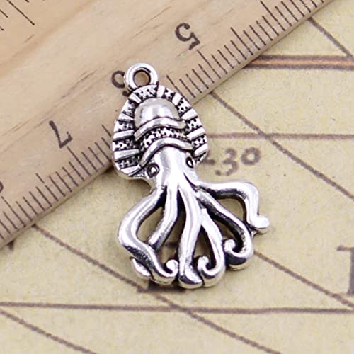 VRUESH 60 Stück Charms Octopus 28 x 18 mm tibetische Silberfarbe Anhänger Antik z Herstellung von DIY Handarbeit Handwerk-Standard von VRUESH