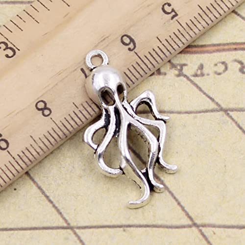 VRUESH 60 Stück Charms Octopus 32 x 17 mm tibetische Bronze-Silber-Farben-Anhänger Antik z Herstellung von DIY Handarbeit Handwerk-Antik versilbert von VRUESH