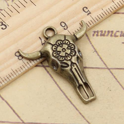 VRUESH 60 Stück Charms Schädel Stier Ochse Sternkopf 32 x 26 mm tibetische Silberfarbe Anhänger Antik z Herstellung DIY Handarbeit Handwerk-Antik Bronze überzogen von VRUESH