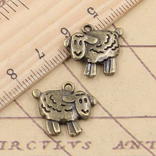 VRUESH 60 Stück Charms Schaf Lamm 18 x 16 mm tibetische Bronze Silber Farbe Anhänger Antik z Herstellung DIY Handarbeit Handwerk-Antik Bronze überzogen von VRUESH