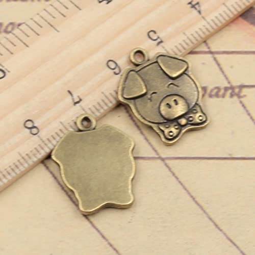 VRUESH 60 Stück Charms Schwein 20 x 15 mm tibetische Bronze Silber Farbe Anhänger Antik z Herstellung DIY Handarbeit Handwerk-Antik Bronze überzogen von VRUESH