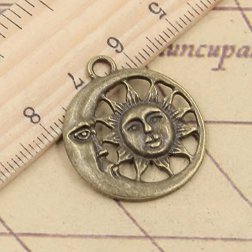 VRUESH 60 Stück Charms Sonne Mond 28 x 24 mm tibetische Bronze Silber Farbe Anhänger Antik z Herstellung DIY Handarbeit Handwerk-Antik Bronze überzogen von VRUESH