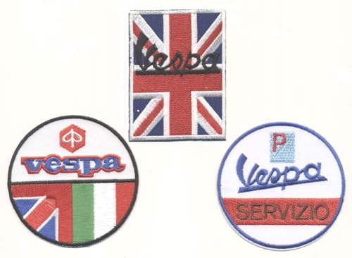 VESPA Aufnäher Aufbügler Patch 3 Stück Set Motorroller Roller Piaggio Lusso Italia von VSP