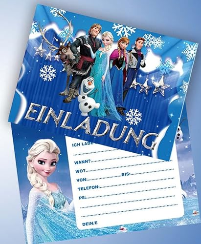 VSW 12 Einladungskarten & 12 Umschläge für Geburtstag Partys und Kindergeburtstag Frozen Die Eiskönigin Nr. 53 von VSW