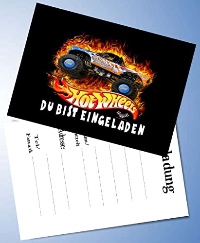 VSW 12 Einladungskarten & 12 Umschläge für Geburtstag Partys und Kindergeburtstag Hot Wheels Nr. 115 von VSW