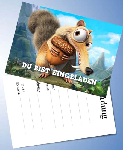 VSW 12 Einladungskarten & 12 Umschläge für Geburtstag Partys und Kindergeburtstag Ice Age Nr. 15 von VSW