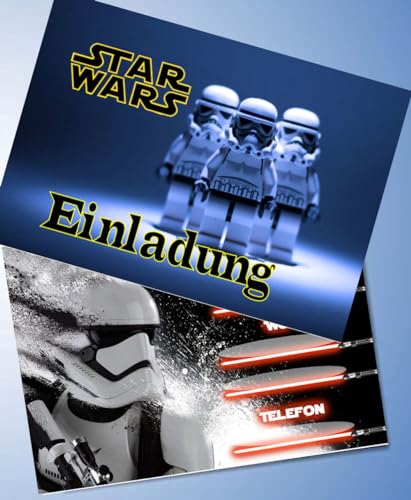 VSW 12 Einladungskarten & 12 Umschläge für Geburtstag Partys und Kindergeburtstag Mädchen & Jungen | Star Wars Nr. 117 von VSW