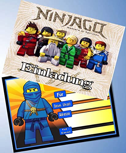 VSW 12 Einladungskarten & 12 Umschläge für Geburtstag Partys und Kindergeburtstag Ninja Nr. 95 von VSW