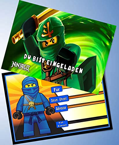 VSW 12 Einladungskarten & 12 Umschläge für Geburtstag Partys und Kindergeburtstag Ninja go Nr. 16 von VSW