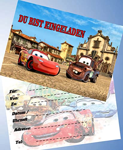 VSW 12 Einladungskarten & 12 Umschläge für Geburtstag Partys und Kindergeburtstag Pixar Cars Nr. 76 von VSW