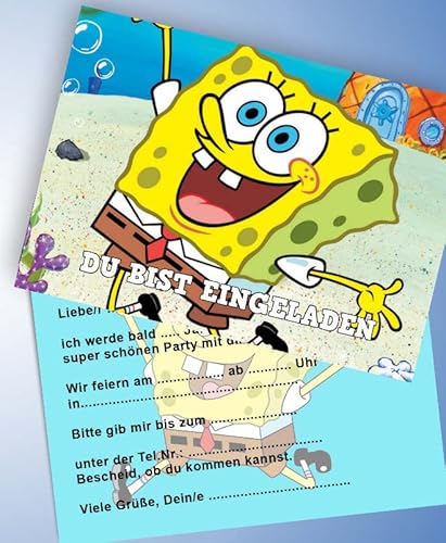 VSW 12 Einladungskarten & 12 Umschläge für Geburtstag Partys und Kindergeburtstag Spongebob Nr. 70 von VSW