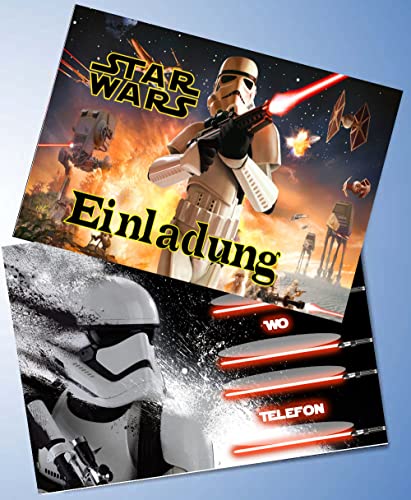 VSW 12 Einladungskarten & 12 Umschläge für Geburtstag Partys und Kindergeburtstag Star Wars Nr. 107 von VSW