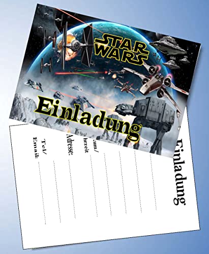 VSW 12 Einladungskarten & 12 Umschläge für Geburtstag Partys und Kindergeburtstag Star Wars Nr. 111 von VSW