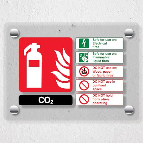 V Safety CO2 Feuerlöscher – 150 x 100 mm – Acryl-Plexiglas gegossenes klares Sicherheitsschild von VSafety