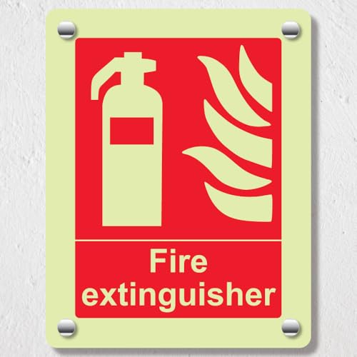 V Safety Feuerlöscher-Acrylschild, leuchtet im Dunkeln, Hochformat, 150 x 200 mm, langlebiges, bruchsicheres Sicherheitsschild von VSafety