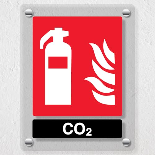 V Safety General CO2 Feuerlöscher Acrylschild, 150 x 200 mm, langlebiges, bruchsicheres Sicherheitsschild von VSafety