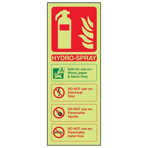 VSafety Glow in the Dark Hydro-Spray ID Feuerlöscher Schild – 100 mm x 280 mm – selbstklebendes Vinyl VSafety Glow in the Dark Hydro-Spray ID Feuerlöscher Schild – 100 mm x 280 mm – selbstklebendes Vinyl von VSafety