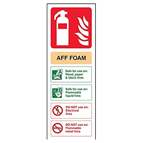 vsafety 11002 aj-r Feuerlöscher Schild, Aff Schaumstoff ID, starrer Kunststoff, Porträt, 100 mm x 280 mm, beige/schwarz/grün/rot von VSafety