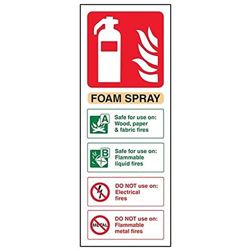 vsafety 11003 Hammer/Schlägel ac-r Feuerlöscher Schild, Schaumstoff Spray ID nicht, starrer Kunststoff, Porträt, 75 mm x 200 mm x 200 mm, beige/schwarz/grün/rot von VSafety