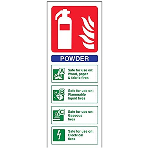 vsafety 11005 ac-s Feuerlöscher Schild, Puder ID, selbstklebend, Portrait, 75 mm x 200 mm x 200 mm, blau/grün/rot von VSafety