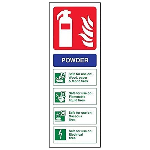 vsafety 11005 aj-s Feuerlöscher Schild, Puder ID, selbstklebend, Hochformat, 100 mm x 280 mm, blau/grün/rot von VSafety