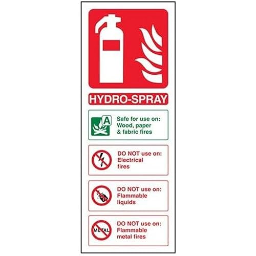 vsafety 11009 ac-r Feuerlöscher Schild, "Hydro Spray ID," starrer Kunststoff, Portrait, 75 mm x 200 mm x 200 mm, grün/rot von VSafety