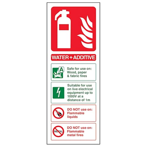 vsafety 11010 ac-s Feuerlöscher Schild, Wasser und Zusatz ID, selbstklebend, Portrait, 75 mm x 200 mm x 200 mm, grün/rot von VSafety