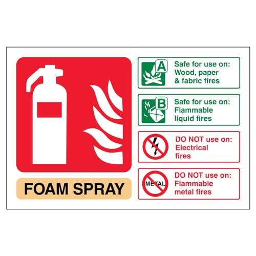 vsafety 11015 AL Feuerlöscher Schild, Schaumstoff Spray ID nicht Elektrische Sicher, selbstklebend, Landschaft, 150 mm x 100 mm, beige/schwarz/grün/rot von VSafety