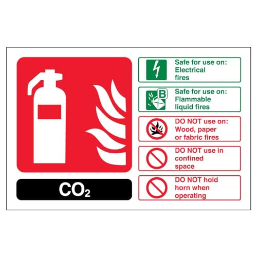 vsafety 11016 AR Feuerlöscher S Zeichen, CO2 ID, selbstklebend, Landschaft, 200 mm x 150 mm, schwarz/grün/rot von VSafety