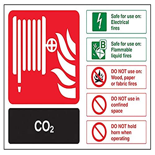 vsafety 11016 ar-r Feuerlöscher Schild, CO2 ID, starrer Kunststoff, Landschaft, 200 mm x 150 mm, schwarz/grün/rot von VSafety