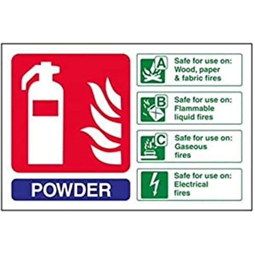 vsafety 11017 AL Feuerlöscher Schild, Puder ID, selbstklebend, Landschaft, 150 mm x 100 mm, blau/grün/rot von VSafety