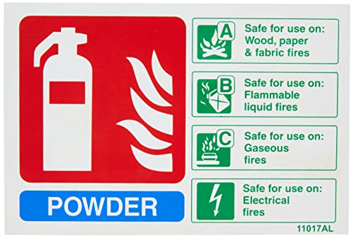 vsafety 11017 al-r Feuerlöscher Schild, Puder ID, starrer Kunststoff, Landschaft, 150 mm x 100 mm, blau/grün/rot von VSafety