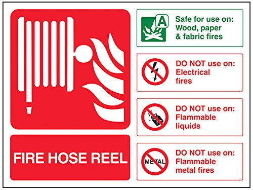 vsafety 11019 ar-r Feuerlöscher Schild, Fire Schlauch Spule ID, starrer Kunststoff, Landschaft, 200 mm x 150 mm, grün/rot von VSafety