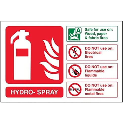 vsafety 11021 al-r Feuerlöscher Schild, "Hydro Spray ID," starrer Kunststoff, Landschaft, 150 mm x 100 mm, grün/rot von VSafety