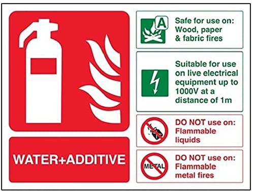 vsafety 11022 AR Feuerlöscher S Zeichen, Wasser und Zusatz ID, selbstklebend, Landschaft, 200 mm x 150 mm, grün/rot von VSafety