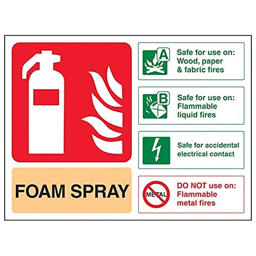 vsafety 11024 al-r Feuerlöscher Schild, Schaumstoff Spray ID Sicher für elektrische Kontakt, starrer Kunststoff, Landschaft, 150 mm x 100 mm, beige/schwarz/grün/rot von VSafety