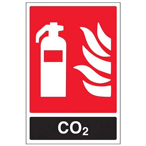 vsafety 11030 an-r Feuerlöscher Schild, CO2 ID, starrer Kunststoff, Hochformat, 150 mm x 200 mm x 200 mm, schwarz/rot von VSafety