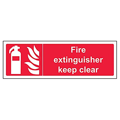 VSafety Feuerlöscher Keep Clear Schild, Querformat, 300 x 100 mm, 1 mm starrer Kunststoff von V Safety