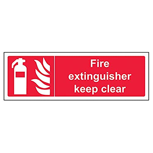 VSafety Feuerlöscher Keep Clear Schild, Querformat, 300 x 100 mm, 1 mm starrer Kunststoff von VSafety