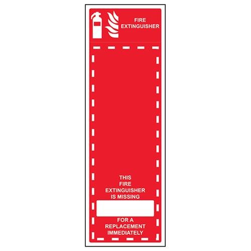 VSafety Feuerlöscher fehlendes Ersatzschild – Hochformat – 150 mm x 450 mm – selbstklebendes Vinyl von VSafety