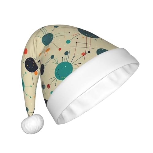 VTCTOASY Weihnachtsmütze mit abstraktem geometrischem Muster, Weltraumdruck, Unisex, Plüsch, Weihnachtsmütze, niedlich, für Neujahrsparty von VTCTOASY
