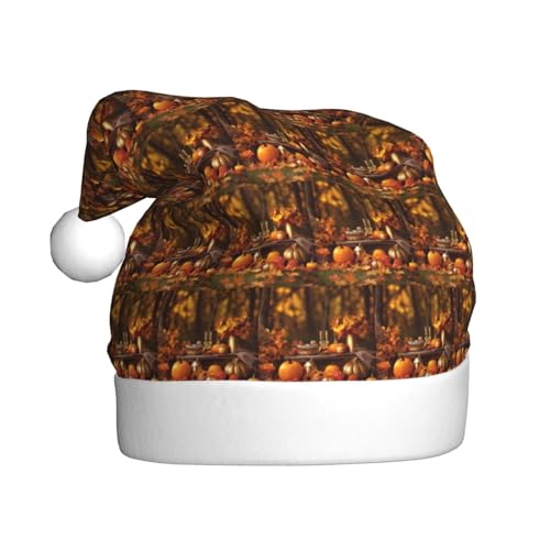 VTCTOASY Weihnachtsmütze mit goldenem Herbstdruck, Unisex, Plüsch, Weihnachtsmütze, niedlicher Weihnachtsmütze für Neujahr, festliche Party von VTCTOASY