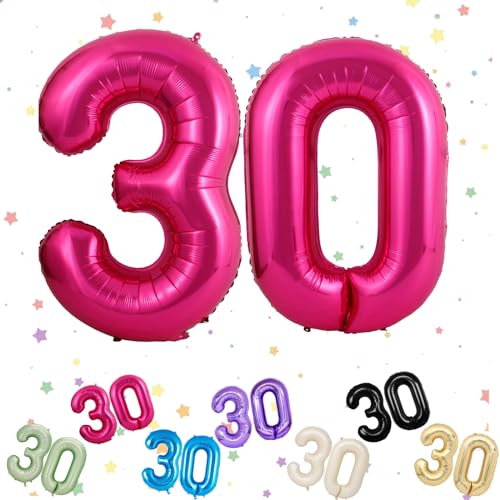 Ballon mit Zahl 76.2 cm, Helium-Folie, 101,6 cm, Ballon Nummer 30, 30. Geburtstag, digitale Luftballons für 30. Geburtstag, Mädchen, Geburtstag, Jahrestag, Party-Dekorationen von VUCDXOP