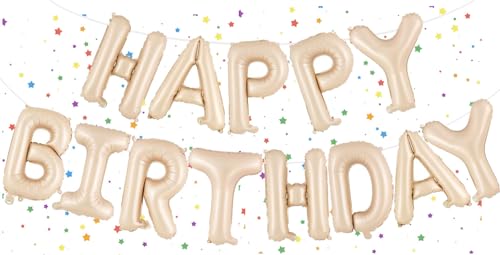 "Happy Birthday"-Ballon-Banner, 40,6 cm, karamellfarben, Folienballon, Mylar-Folie, Buchstaben, Geburtstagsschild, Banner für Jungen, Mädchen, Männer, Frauen, Geburtstagsparty-Zubehör, Dekorationen von VUCDXOP